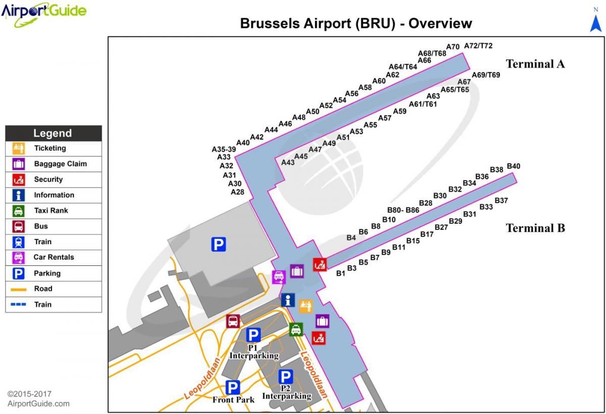 карта аэропортов Брюсселя